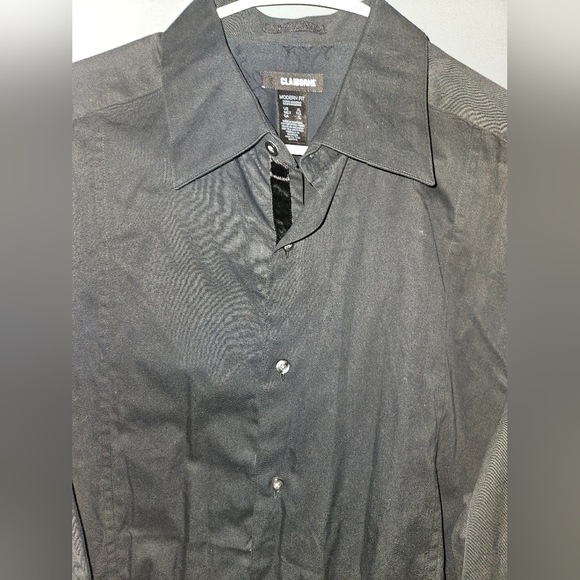 Claiborne Mens Black Modern Fit Dress Shirt Size Xl - Picture 1 of 13